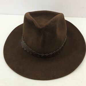 Worth & Worth Brown Fedora Hat with Braided Band Size 7 1/8